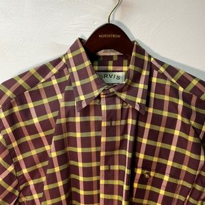 Orvis Signature Twill Shirt in Merlot and Gold - L